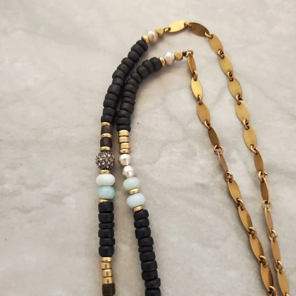 ✨ Stella and Dot Labradorite Artisan Druzy Beaded Stone Pave Rhinestone Pendant